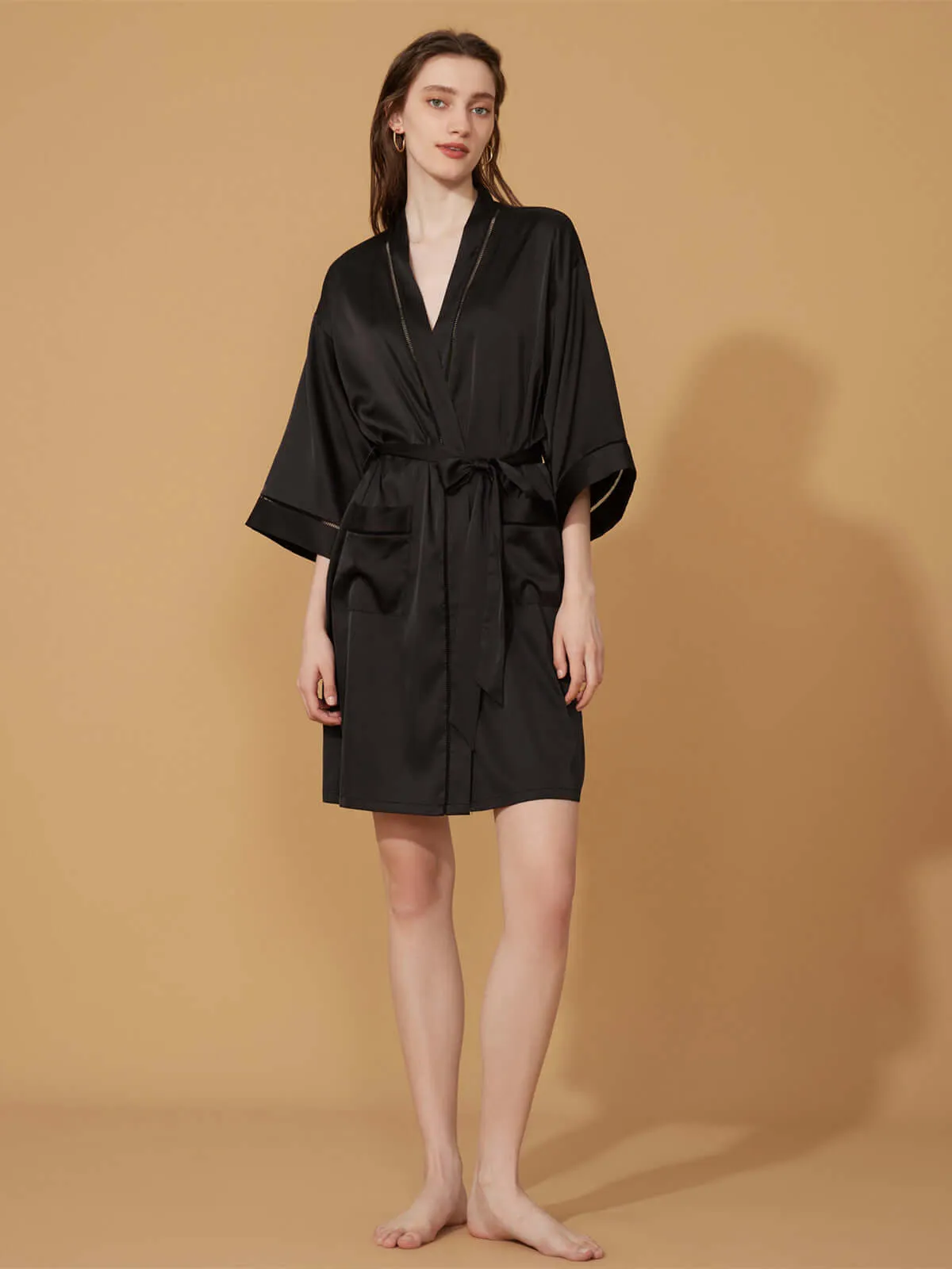 Elegant Hollow Detail Short Robe