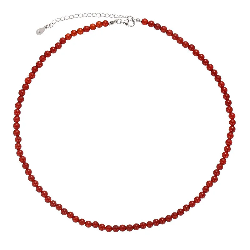 Elegant Red Onyx Beaded Necklace