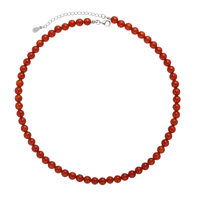 Elegant Red Onyx Beaded Necklace