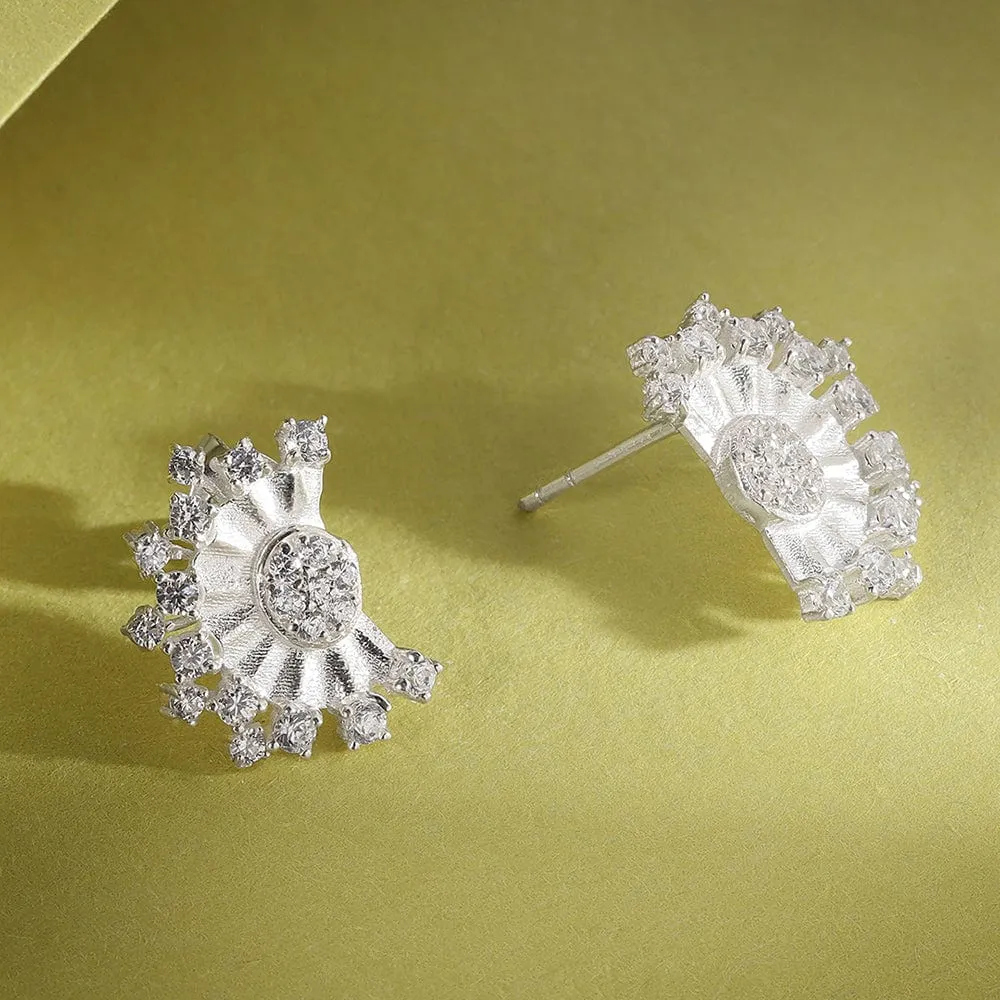 Elegant Silver Zircon Studs