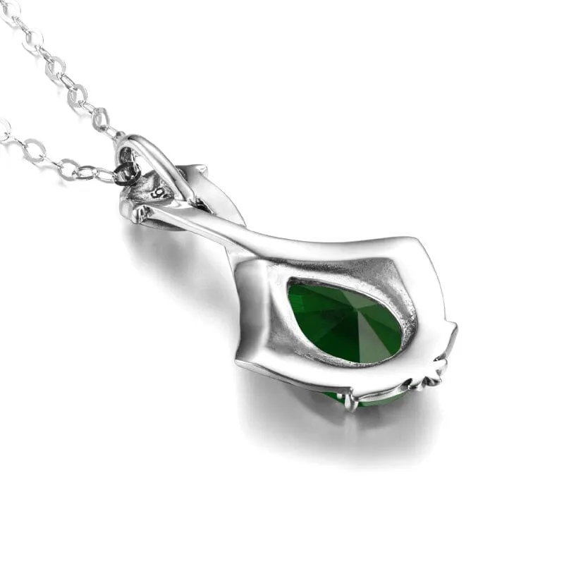 Elegant Vintage Emerald Necklace - 925 Sterling Silver