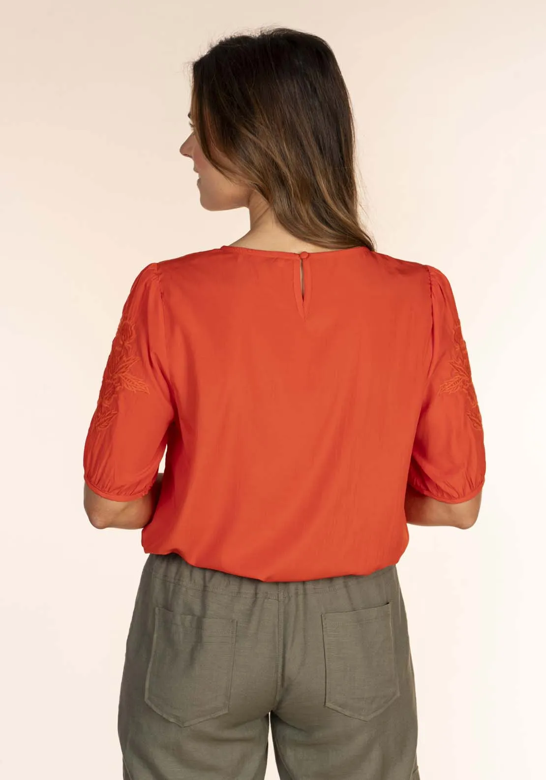 Embroidered Blouse - Orange