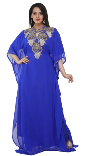 Embroidered Caftan Cocktail Party Gown