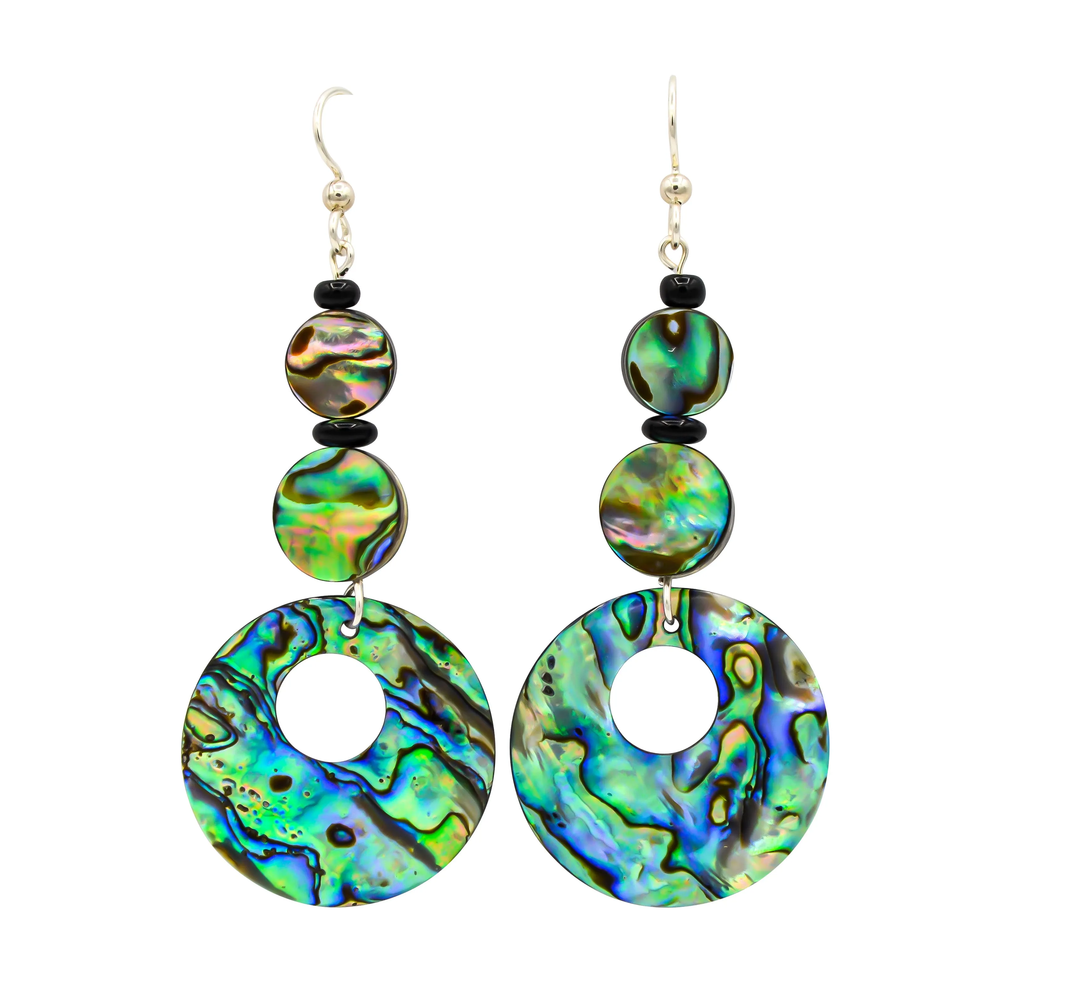 Exquisite Abalone & Black Onyx Dangle Earrings