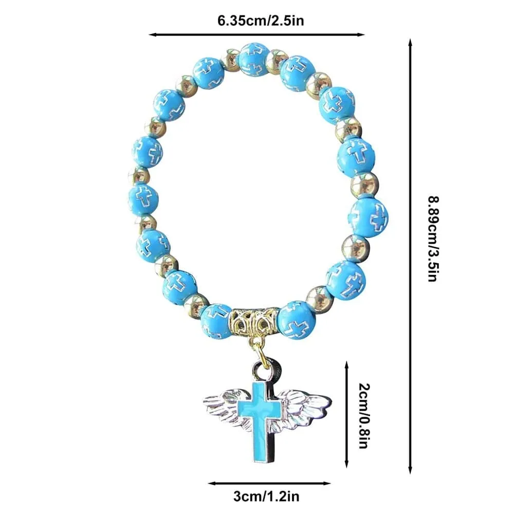 Exquisite Angel Cross Rosary WWJD Beads Bracelets