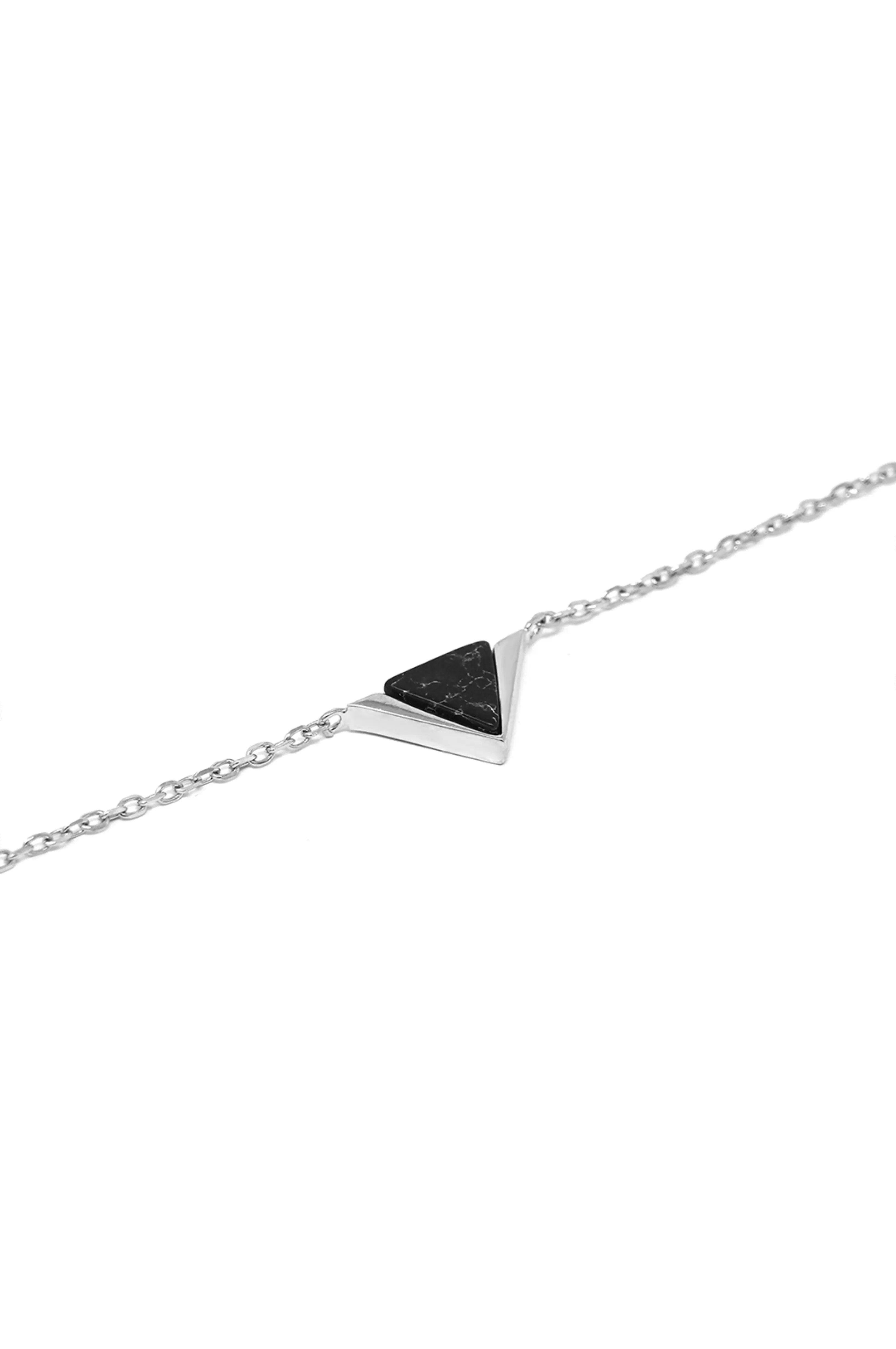 Exquisite Black Triangle Sterling Silver Chain Bracelet