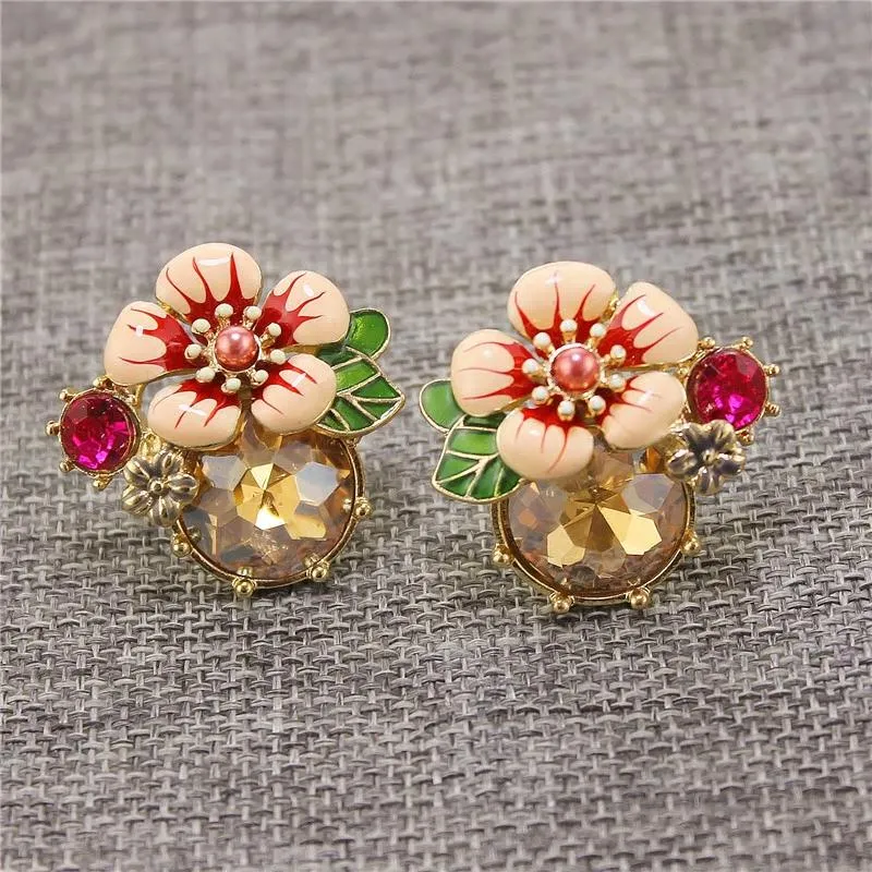 Exquisite Colorful Floral Stud Party Wear Earring - 2 Colors