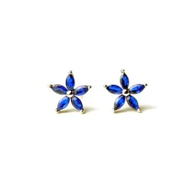 Exquisite Luxury Sapphire CZ Five-pointed Stud Earrings - 925 Sterling Silver