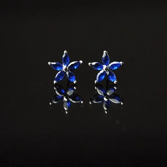 Exquisite Luxury Sapphire CZ Five-pointed Stud Earrings - 925 Sterling Silver