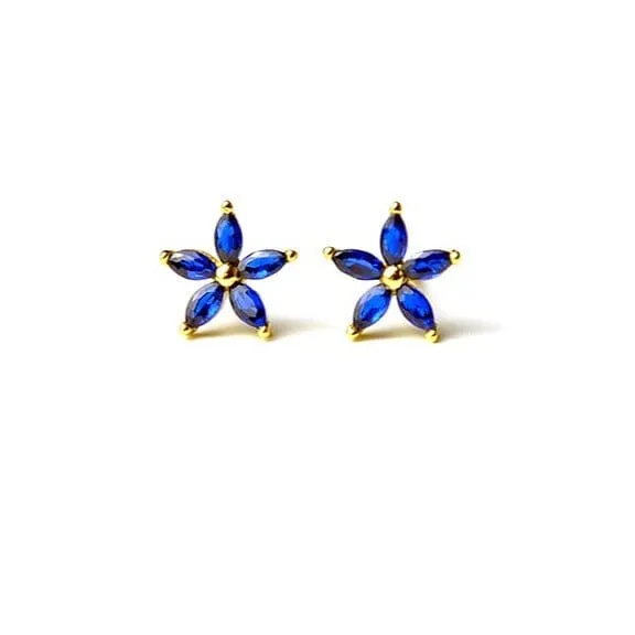 Exquisite Luxury Sapphire CZ Five-pointed Stud Earrings - 925 Sterling Silver