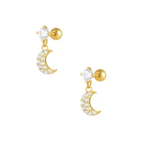 Exquisite Moon Zircon Drop Ball Back Earrings