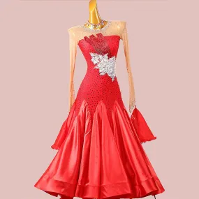 Exquisite Red Ballroom Dress with Lace | MD1267