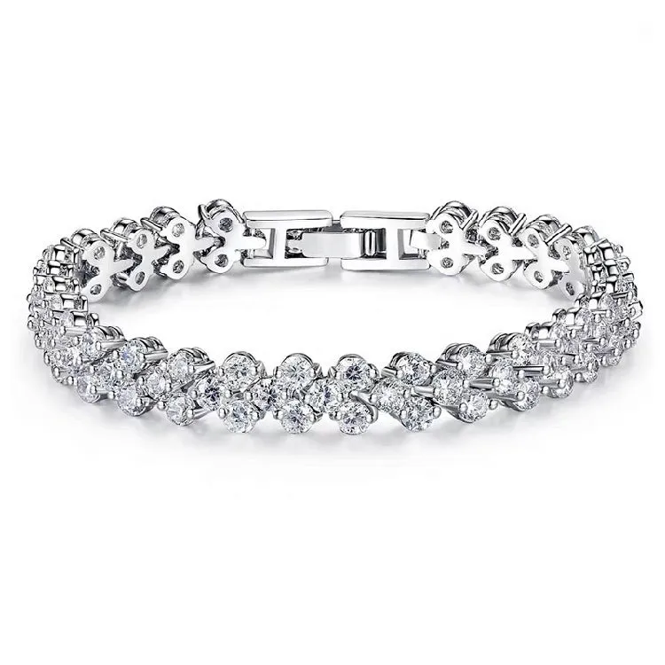 Exquisite Tennis Bracelet In Sterling Silver