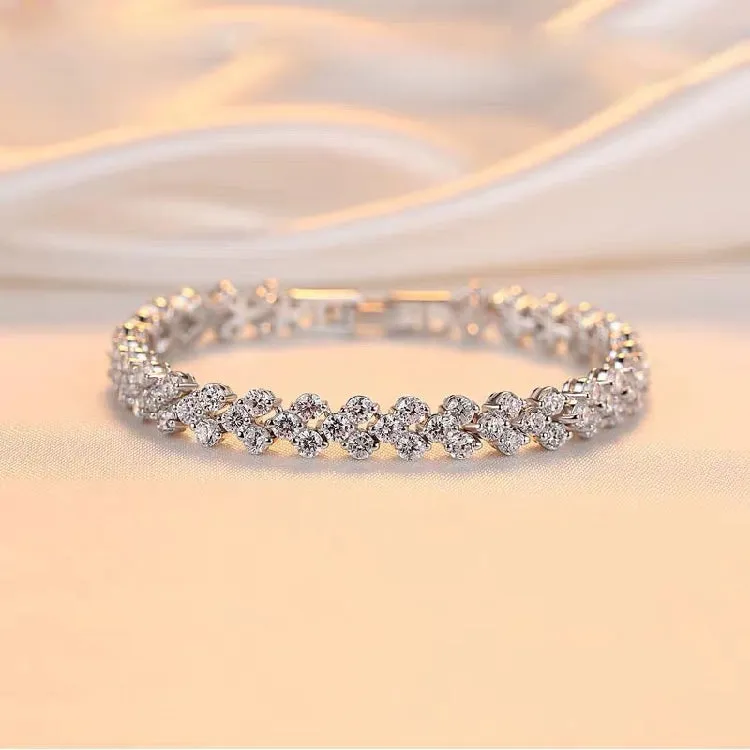 Exquisite Tennis Bracelet In Sterling Silver