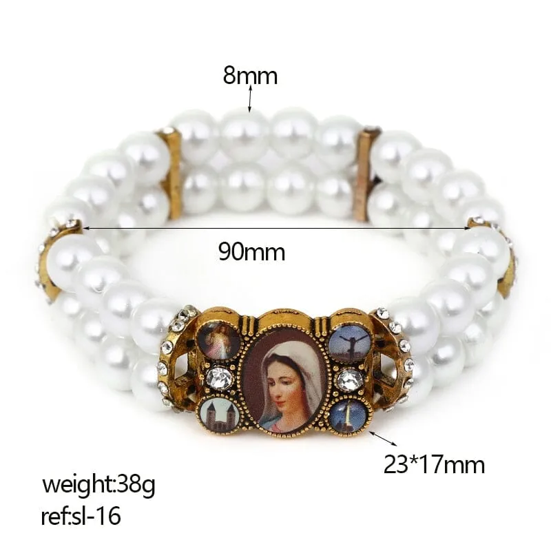 Exquisite WWJD Bracelets with Virgin Mary and Cross Pictures