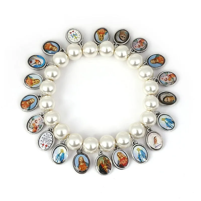 Exquisite WWJD Bracelets with Virgin Mary and Cross Pictures