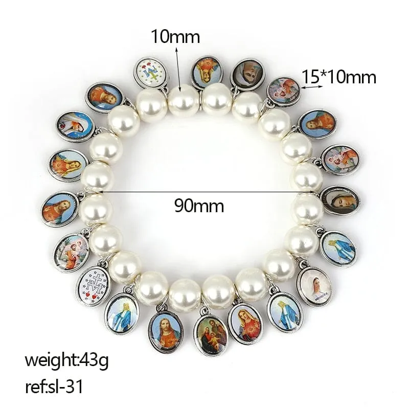 Exquisite WWJD Bracelets with Virgin Mary and Cross Pictures