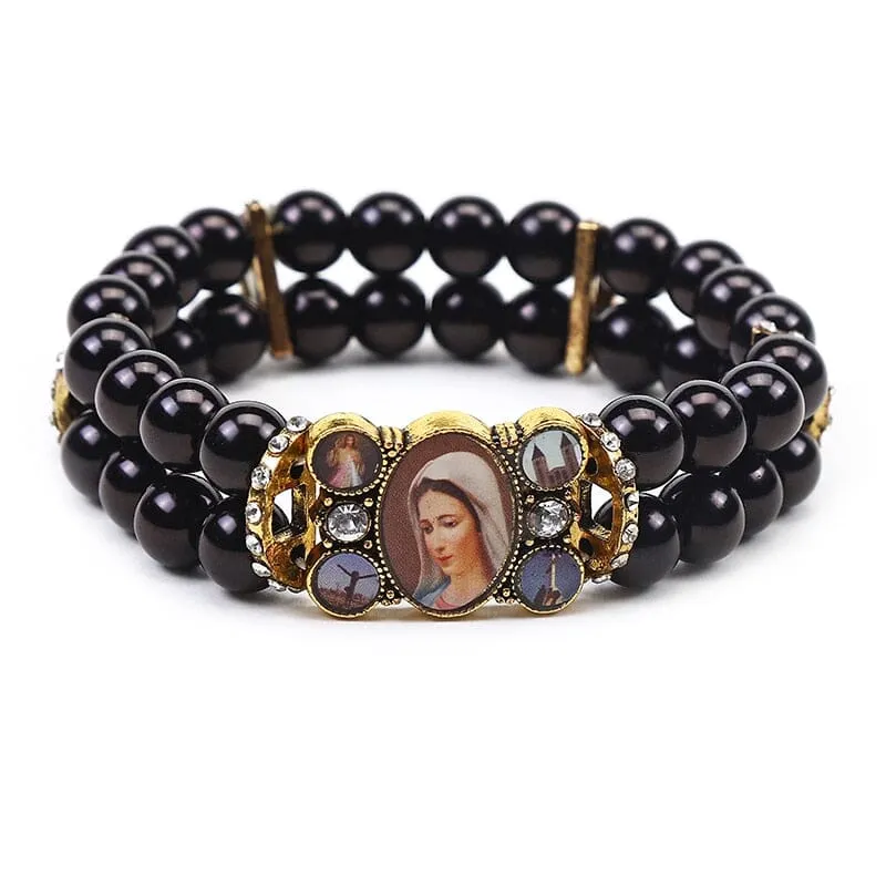 Exquisite WWJD Bracelets with Virgin Mary and Cross Pictures