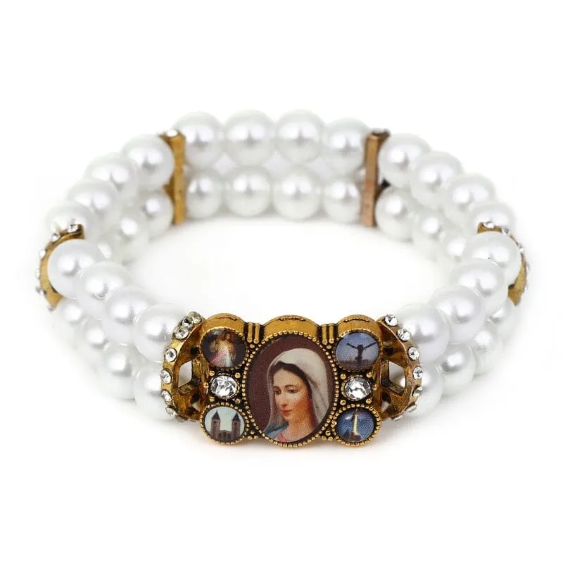 Exquisite WWJD Bracelets with Virgin Mary and Cross Pictures