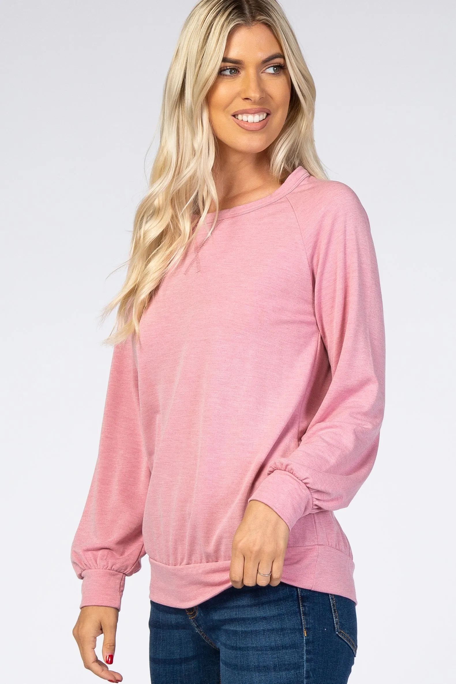 Faded Pink Soft Long Sleeve Top