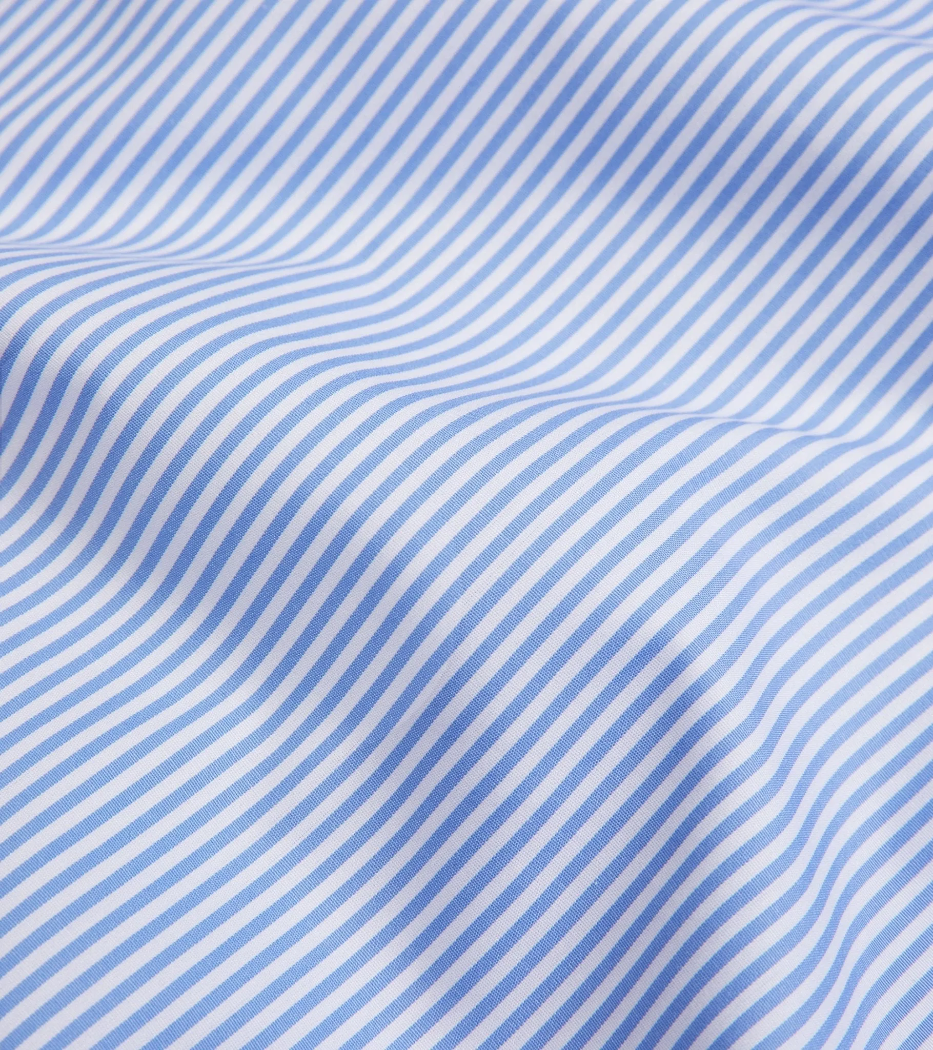 Finamore Milano Eduardo 120 Double Twist Cotton Formal Shirt: Blue Stripe