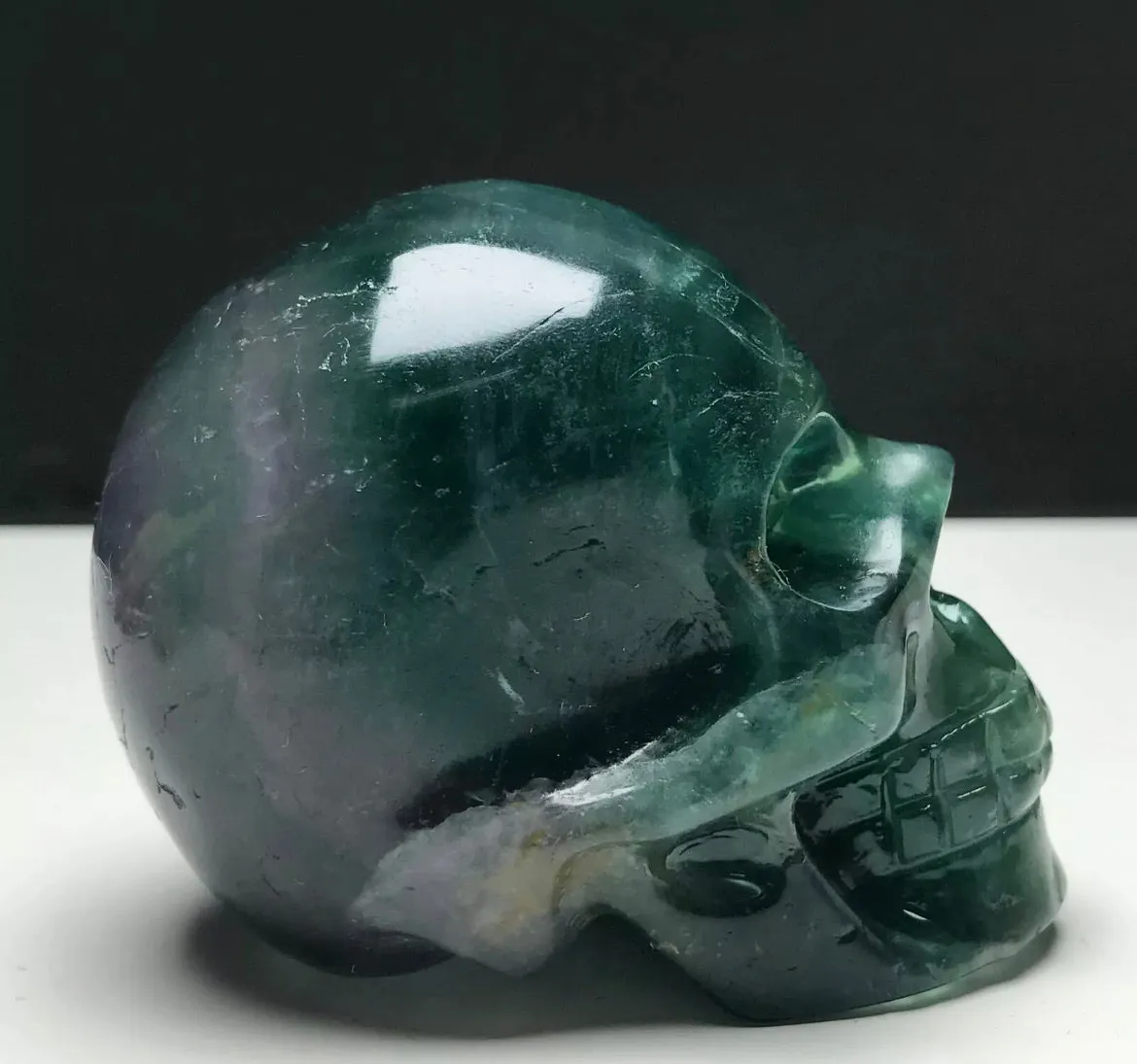 Fluorite gemstone. Hand-carved.  Exquisite Skull