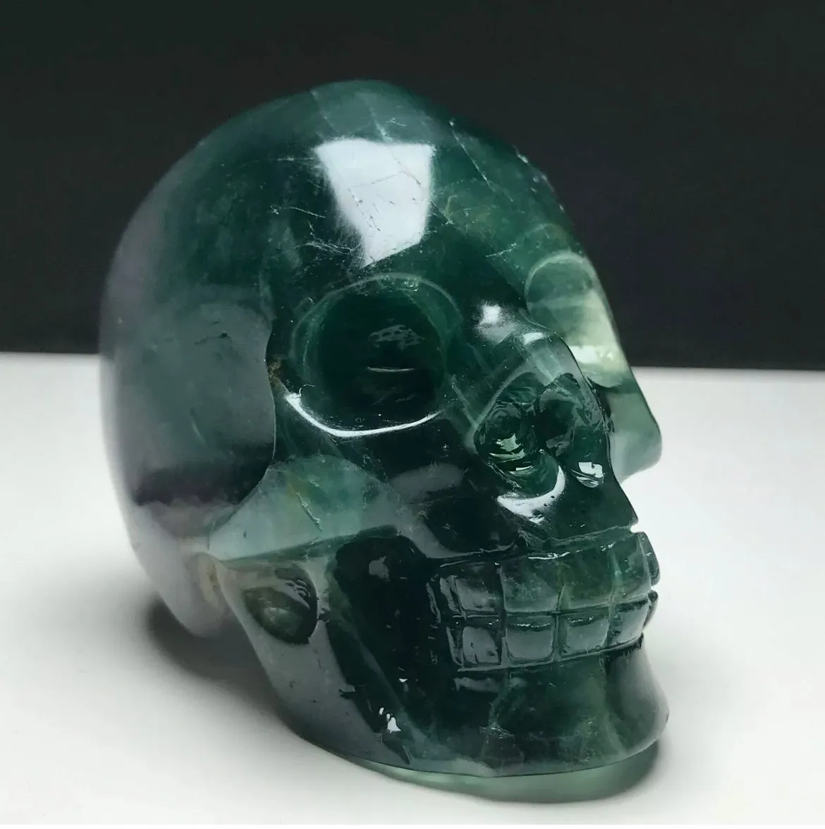 Fluorite gemstone. Hand-carved.  Exquisite Skull