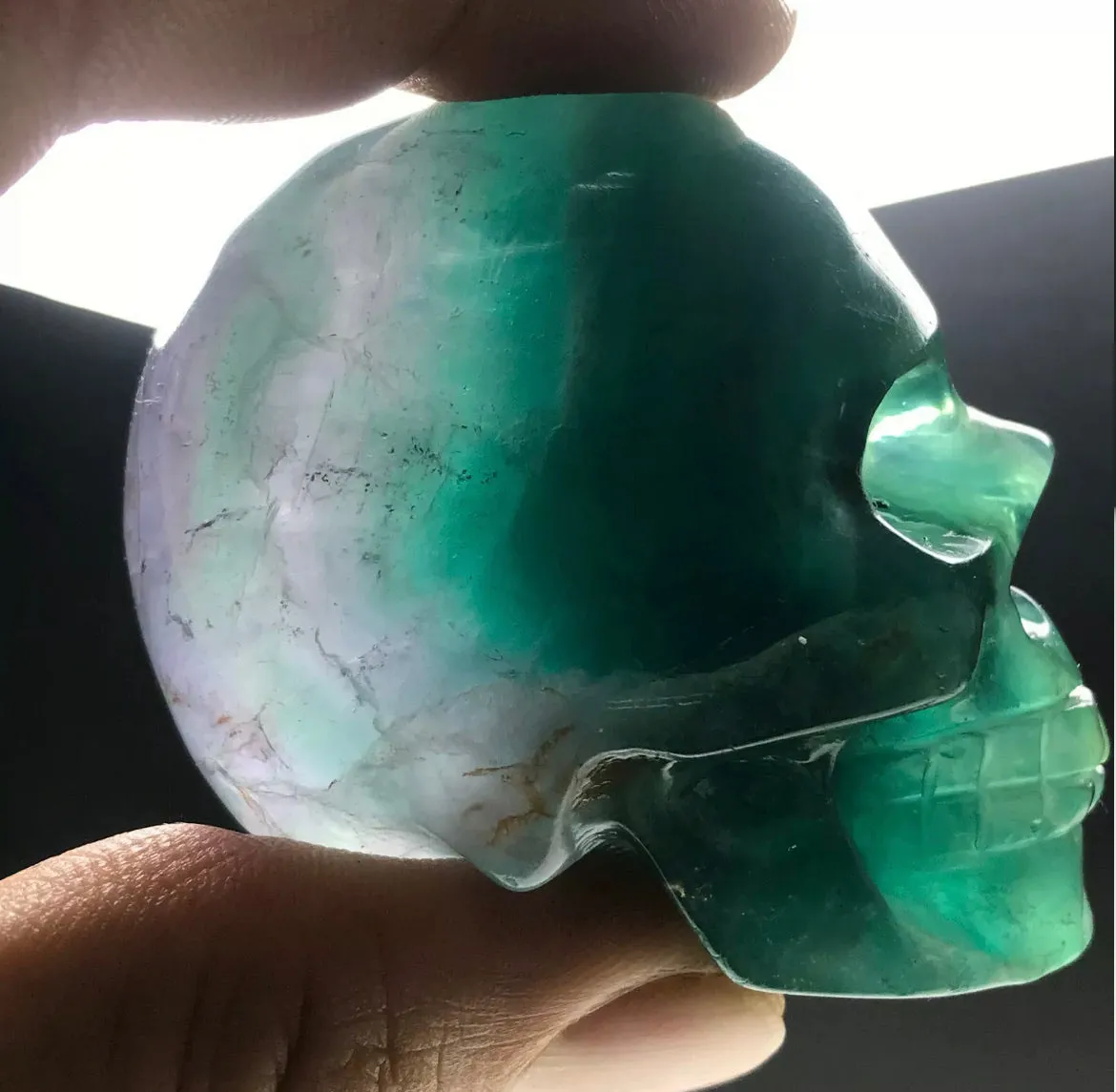 Fluorite gemstone. Hand-carved.  Exquisite Skull