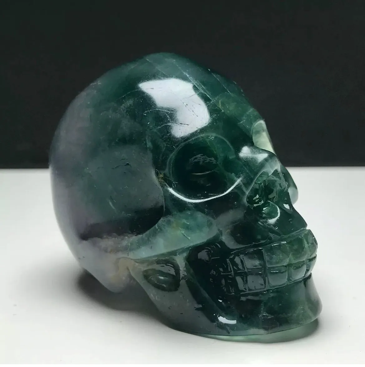 Fluorite gemstone. Hand-carved.  Exquisite Skull