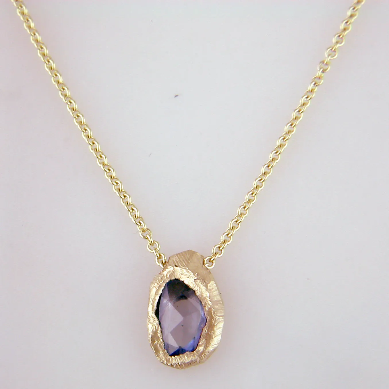 Freeform Blue Sapphire Handmade Pendant Necklace