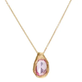 Freeform Pink Sapphire Handmade Pendant Necklace