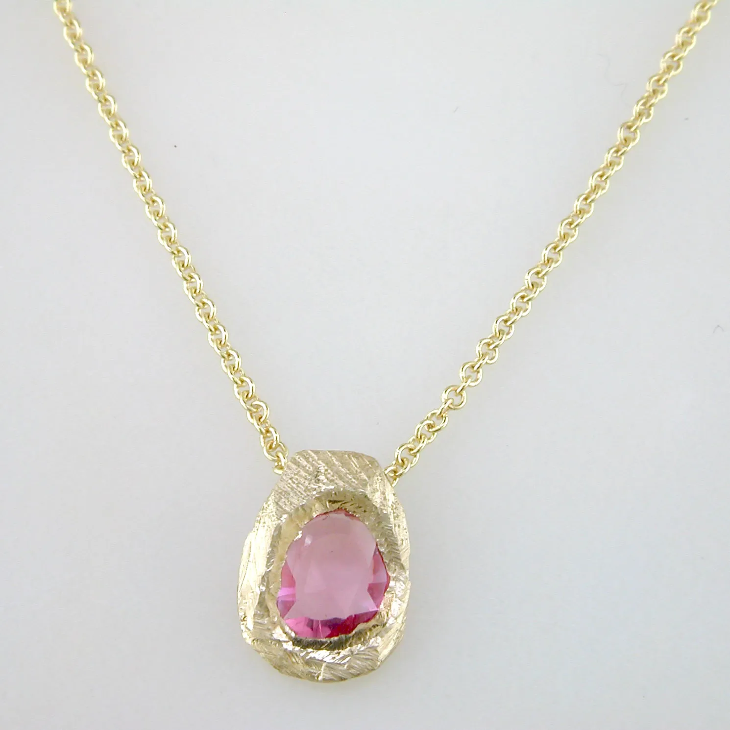 Freeform Pink Sapphire Handmade Pendant Necklace