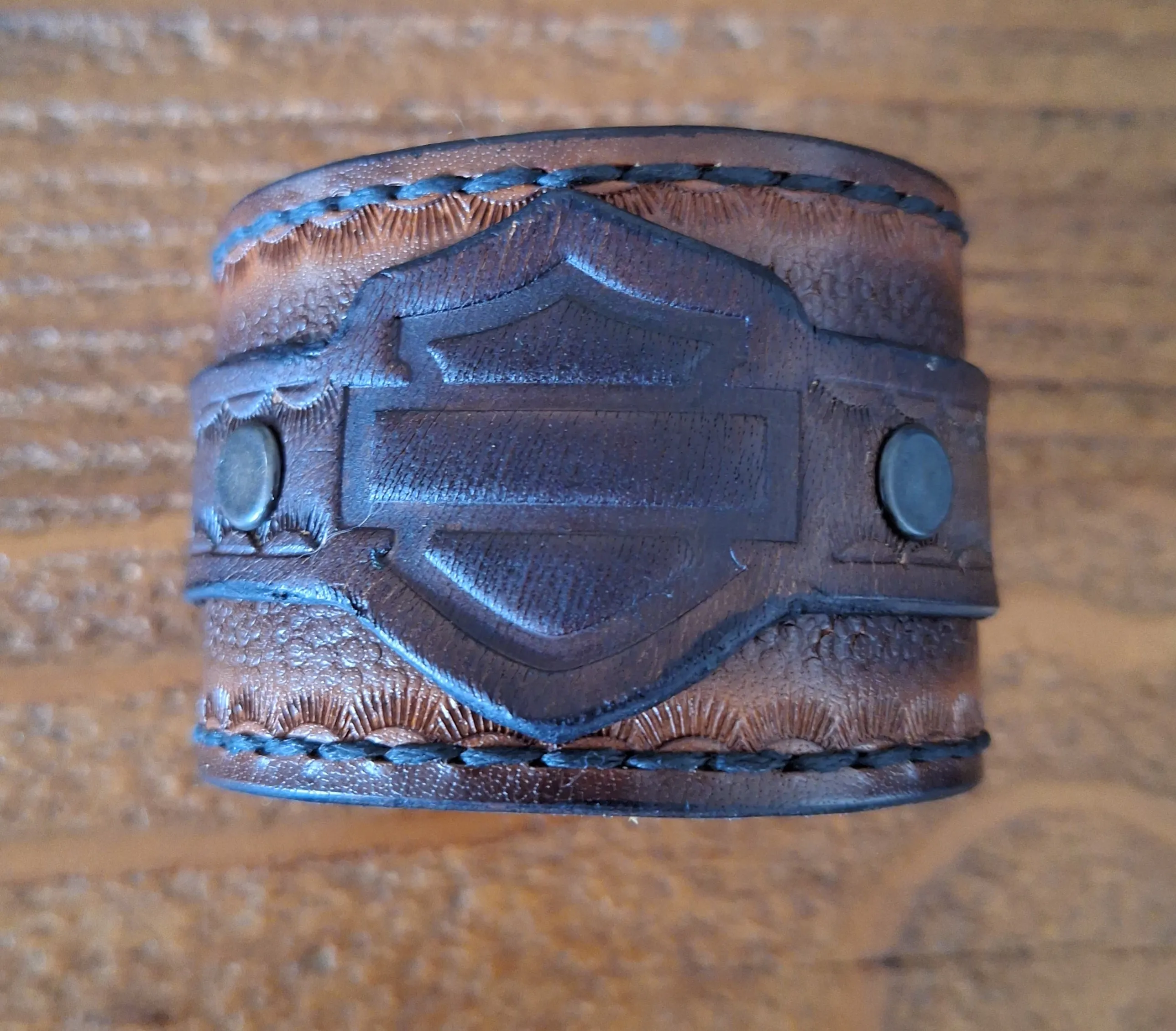 Genuine Leather Handmade Motorcycle Cuff Bracelet