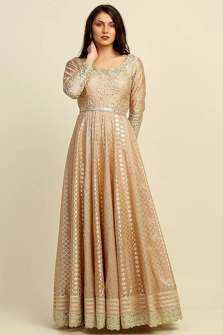 Gold Embroidered Anarkali Set