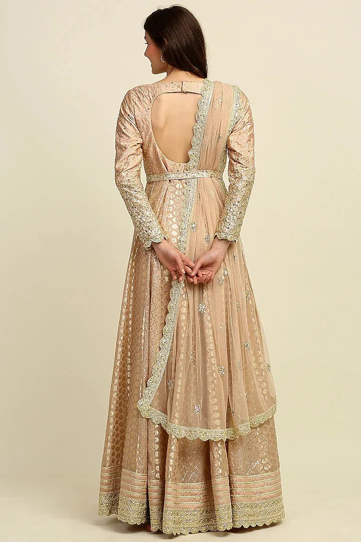 Gold Embroidered Anarkali Set