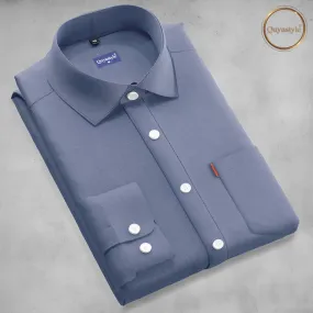 Grey Stylish Mens Full Slevees Solid Formal Shirt