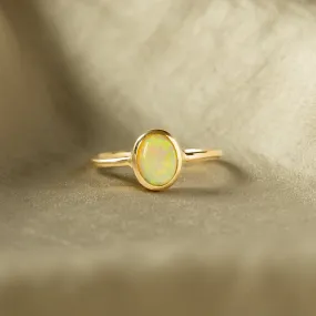 Handmade 18K Gold 0.72 Carat Opal Bezel Ring