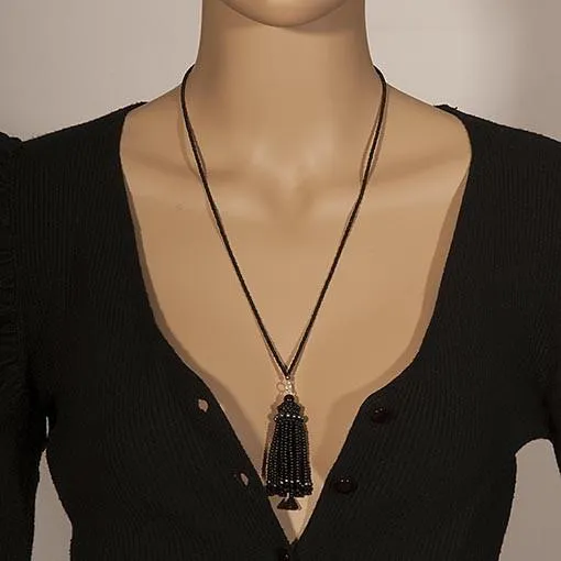 Handmade Black Short Tassel Necklace