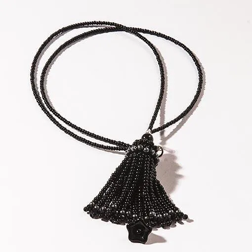 Handmade Black Short Tassel Necklace