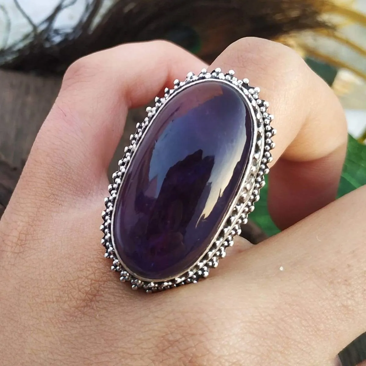 Handmade Boho Amethyst Ring