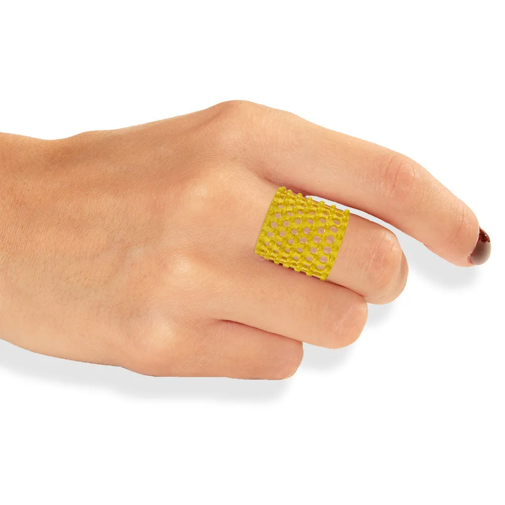 Handmade Gold Plated Silver Ring Dots