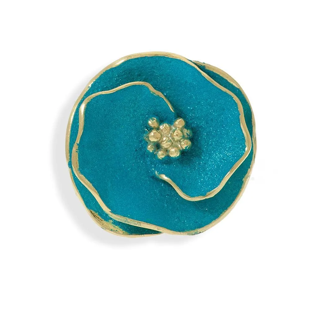 Handmade Gold Plated Silver Turquoise Flower Ring