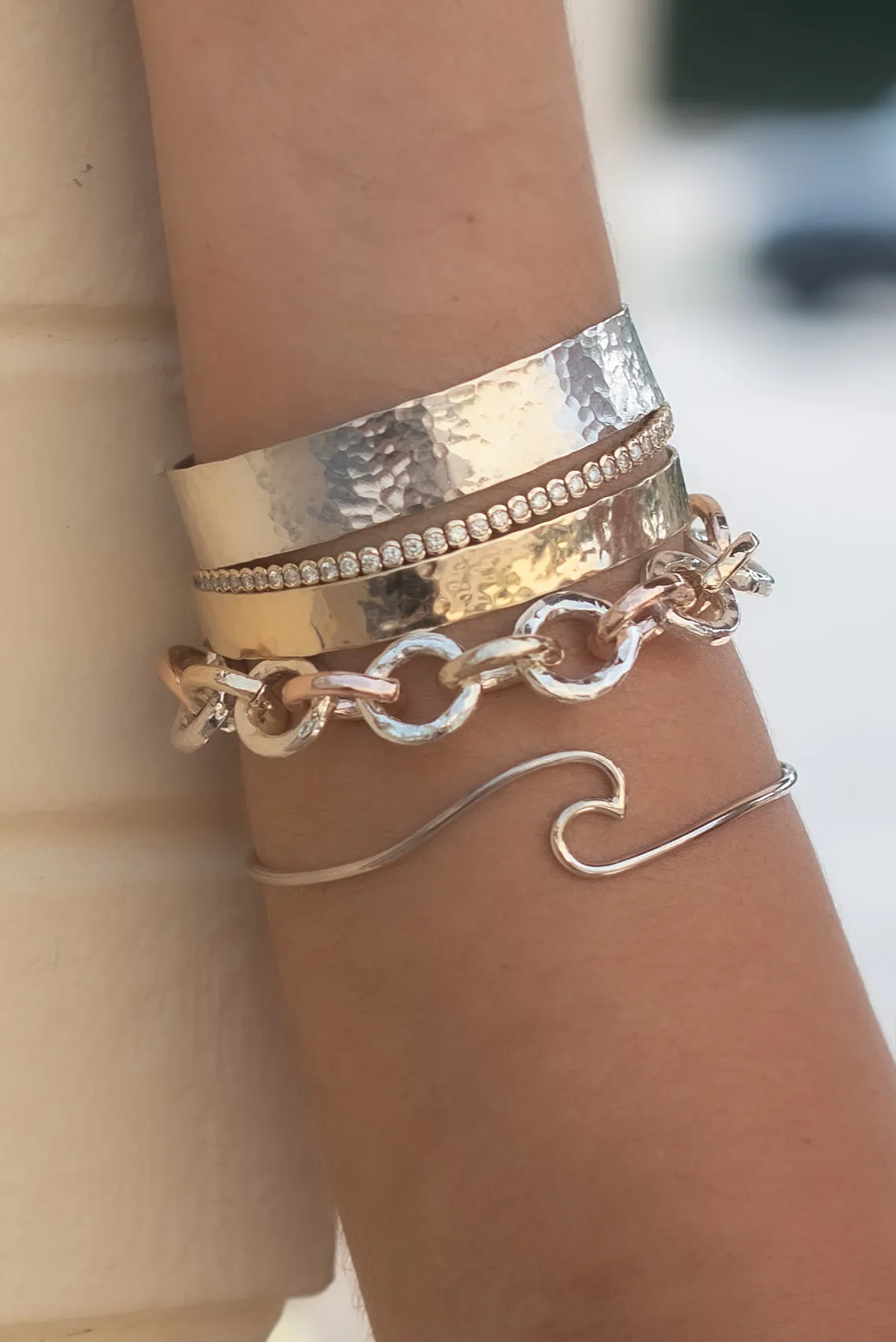 handmade hammered heavy chain bracelet