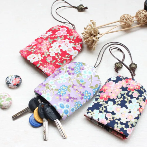 Handmade Key pouch - Key holder | Red Floral