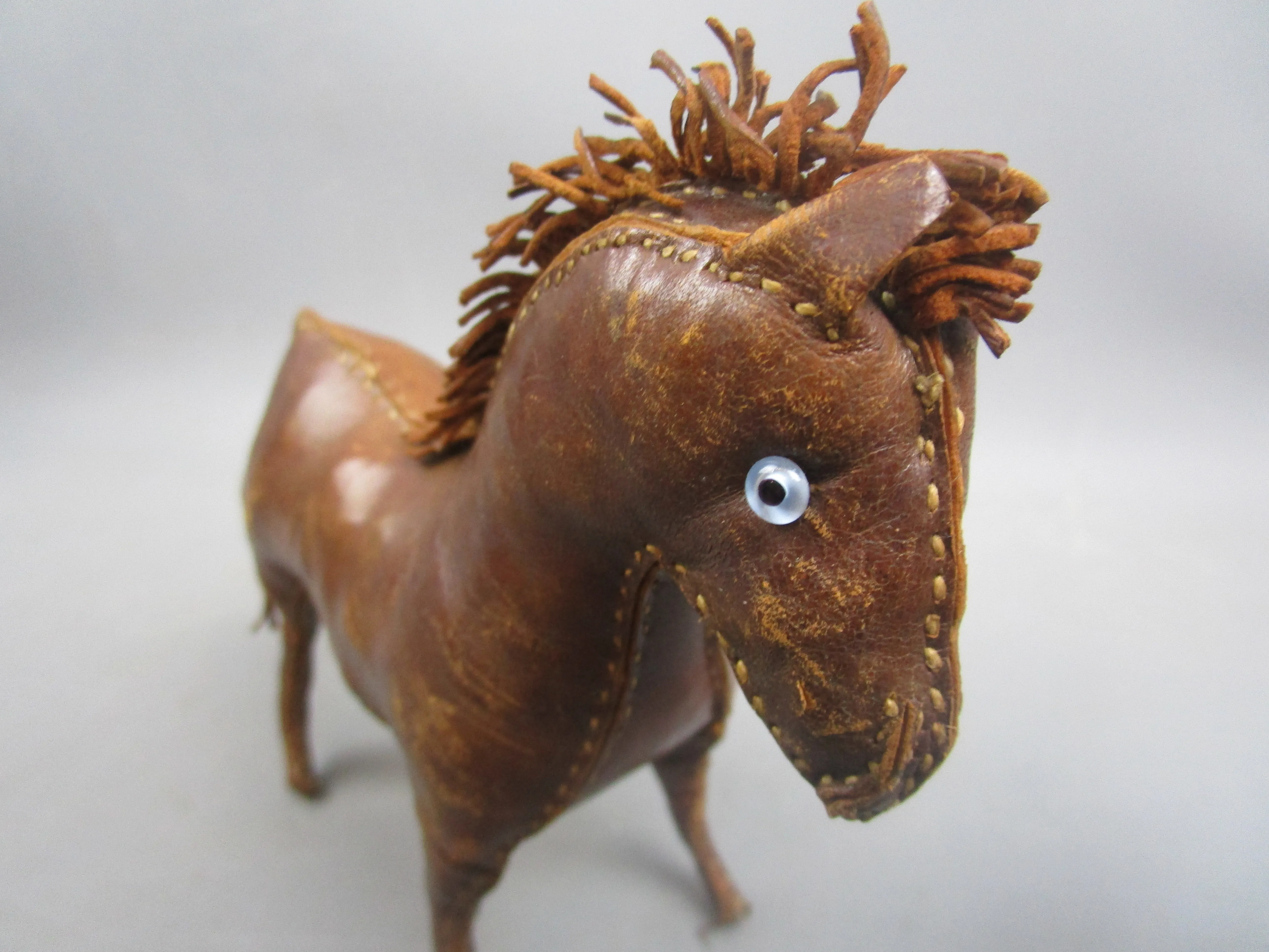 Handmade Leather Toy Horse Vintage C1960