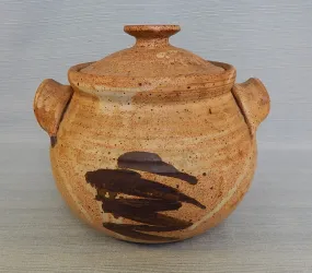 Handmade Lidded Earthenware Bowl - Very Good Condition