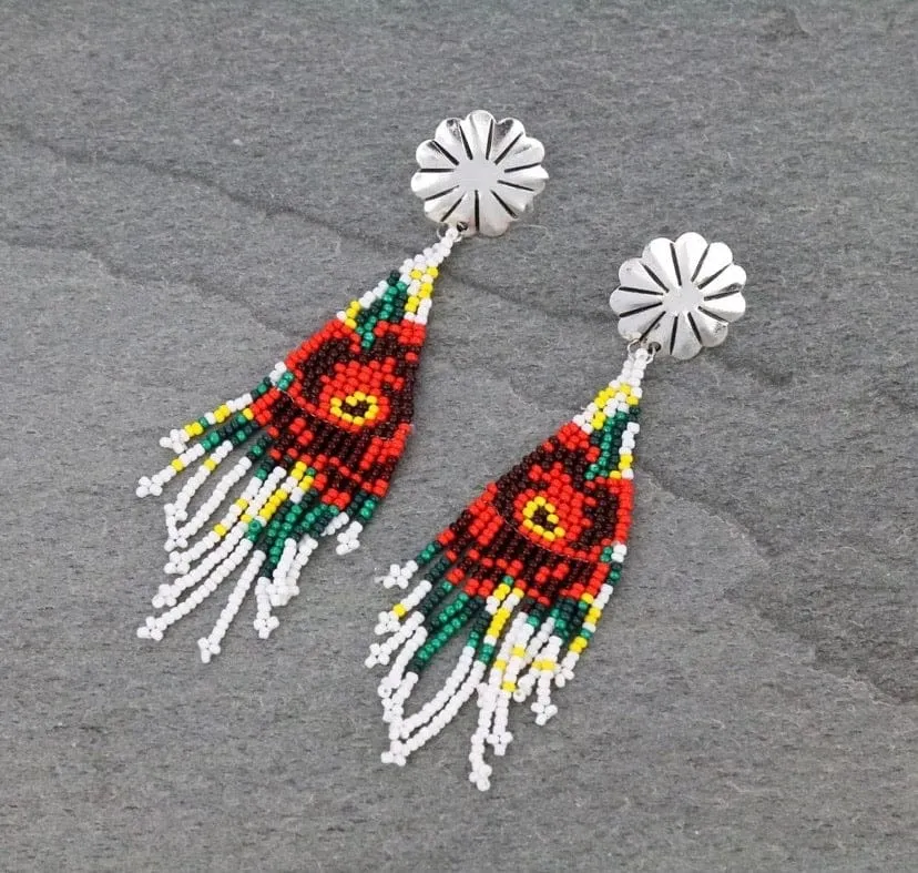 Handmade western desert rose beaded earrings