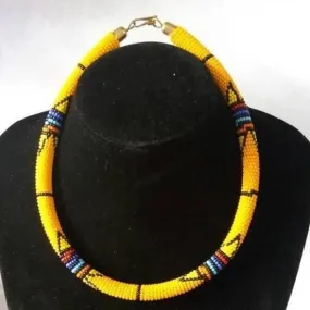 Handmade Yellow Maasai Beaded Necklace