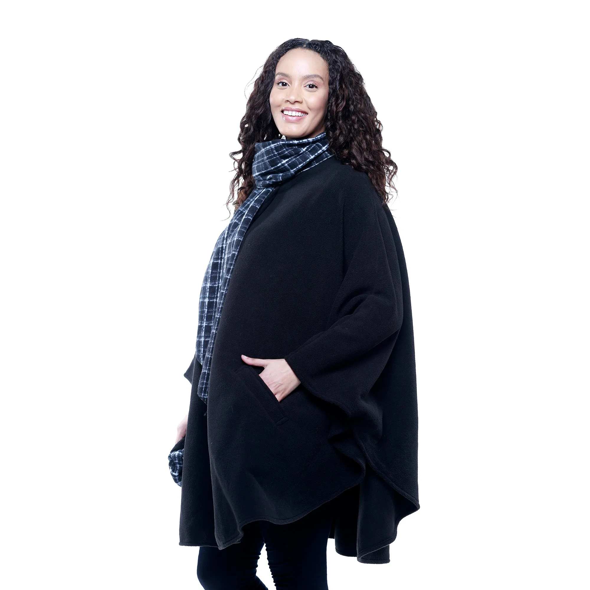 Hannah Cozy Coat Cape with Attached Scarf, and Gloves Set