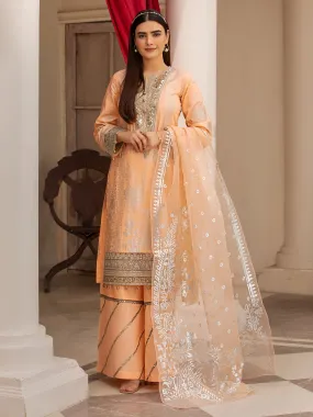 Heera's Peach Cambric 3-Piece Formal Suit